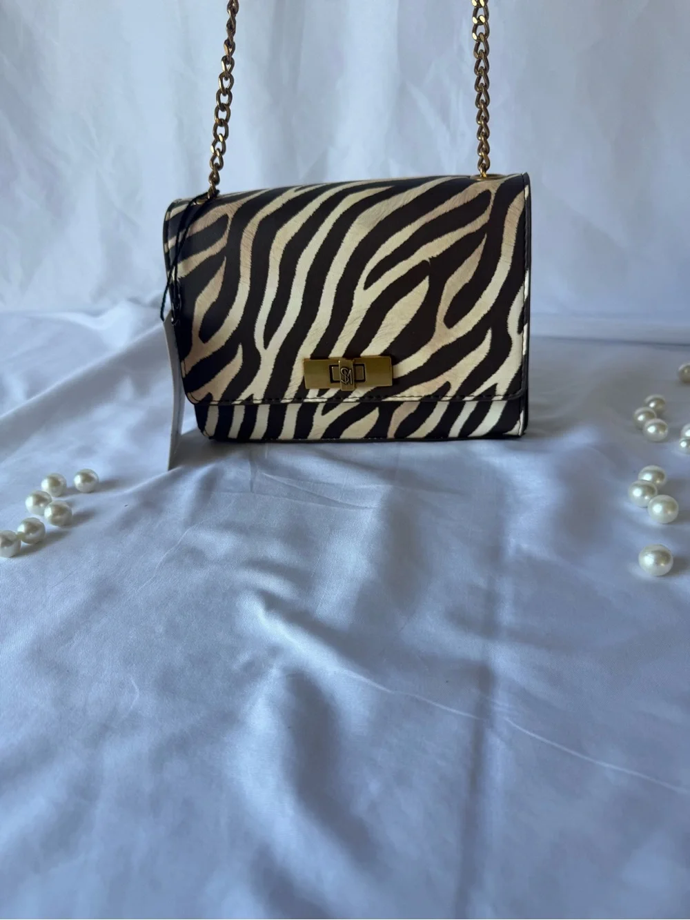 Steve Madden Zebra Print Crossbody Bag - Brown & Cream